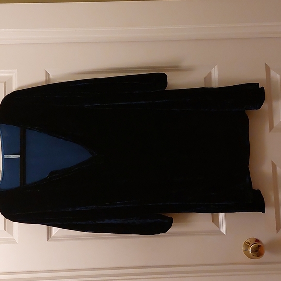 Home Frocks Tops - Oversized navy blue velour tunic from Home Frocks, M, silk and rayon